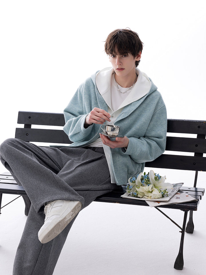 Knitted Hooded Sweatshirt Jacket