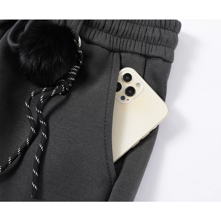 Fleece-Lined Cropped Wide-Leg Pants