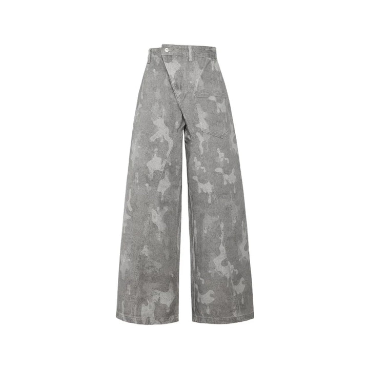 Washed Camouflage Wide Leg Pants