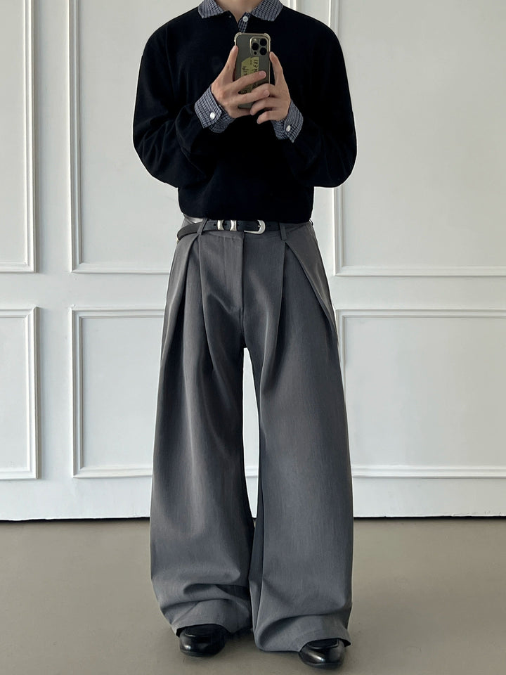 Splicing Polo Collar Pullover