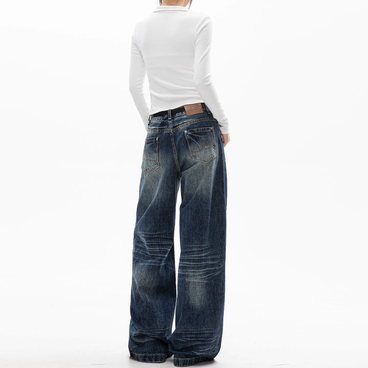 Washed Distressed Wide Leg Pants