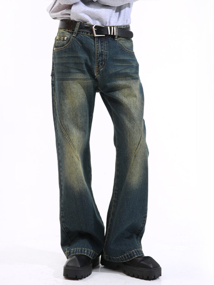 Jeans acampanados de cintura media desgastados vintage 