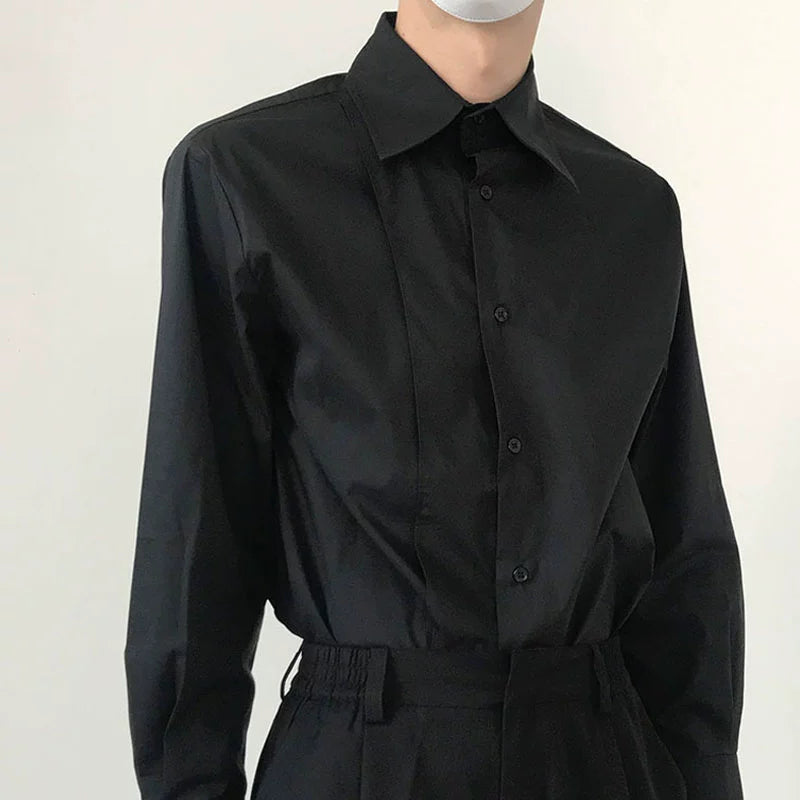 قميص رسمي بأزرار مطوية 