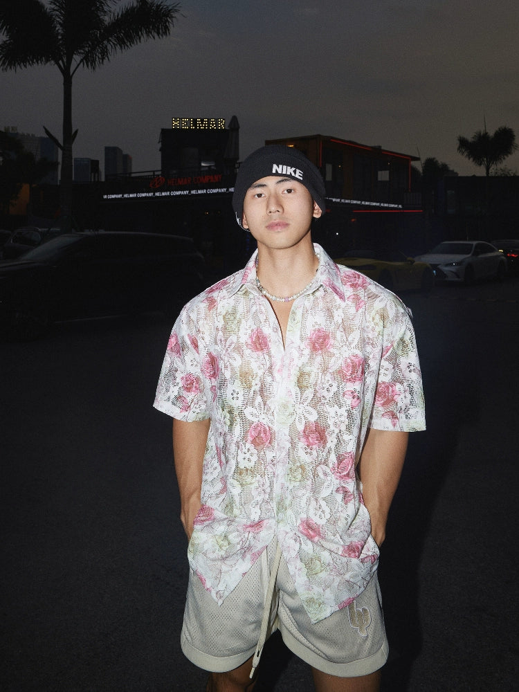 Hollow Floral Lace Casual Loose Shirt