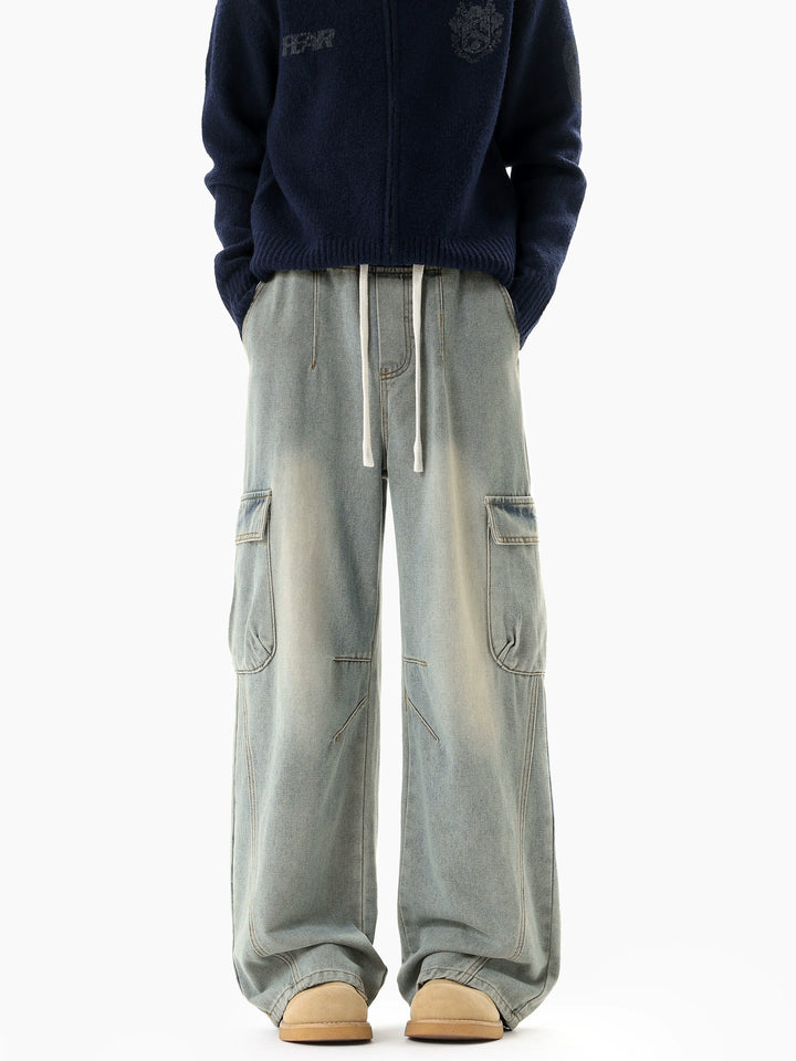 Jeans a gamba larga dritta strappati 