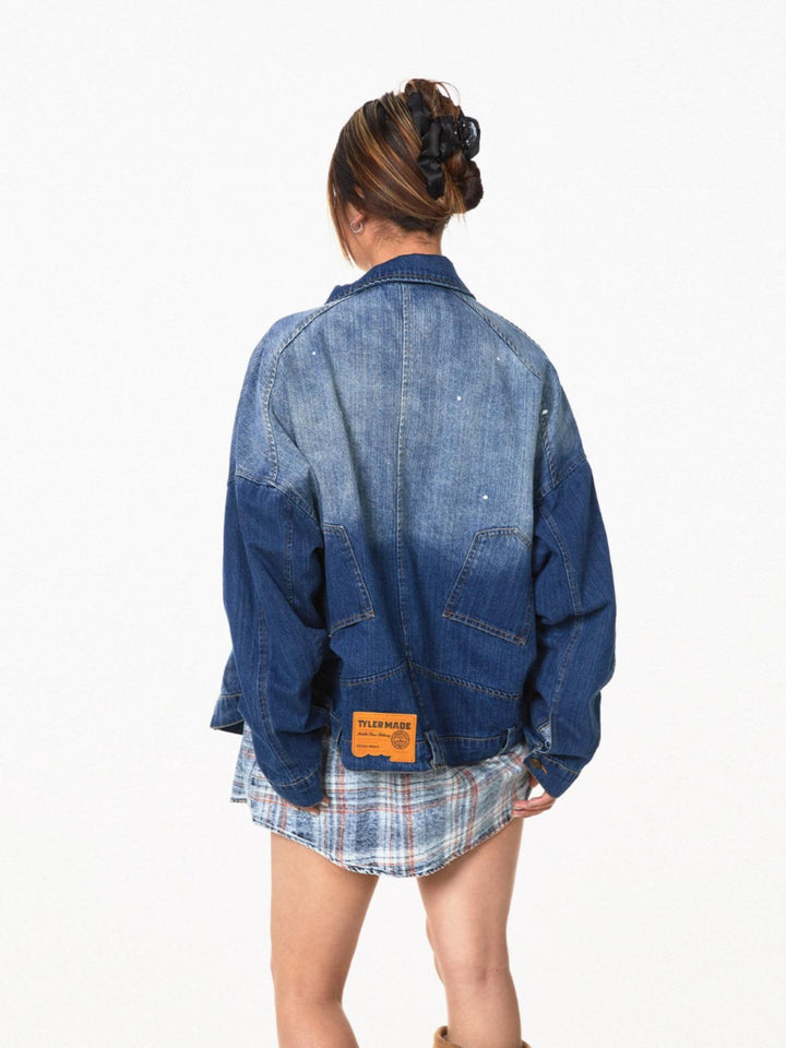 Washed Denim Oversized Street Jacket