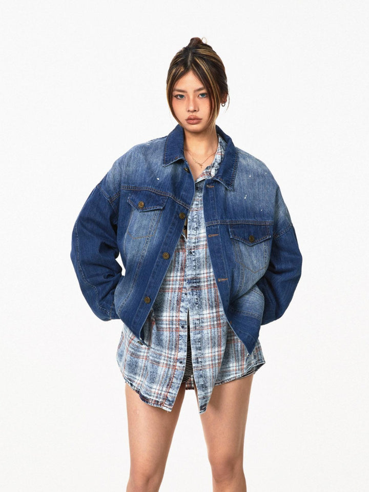 Washed Denim Oversized Street Jacket