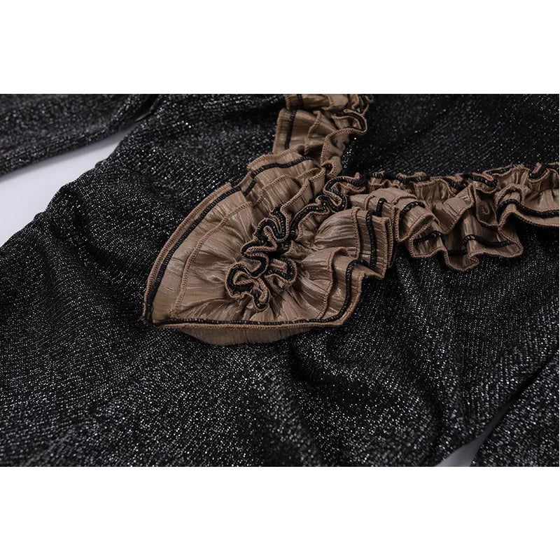 Knitted Patchwork V-Neck Long Dress