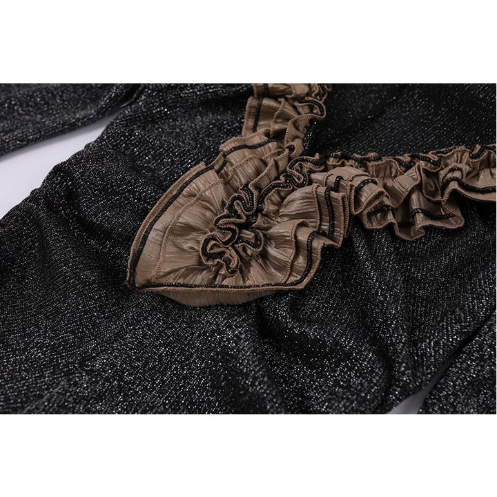 Knitted Patchwork V-Neck Long Dress