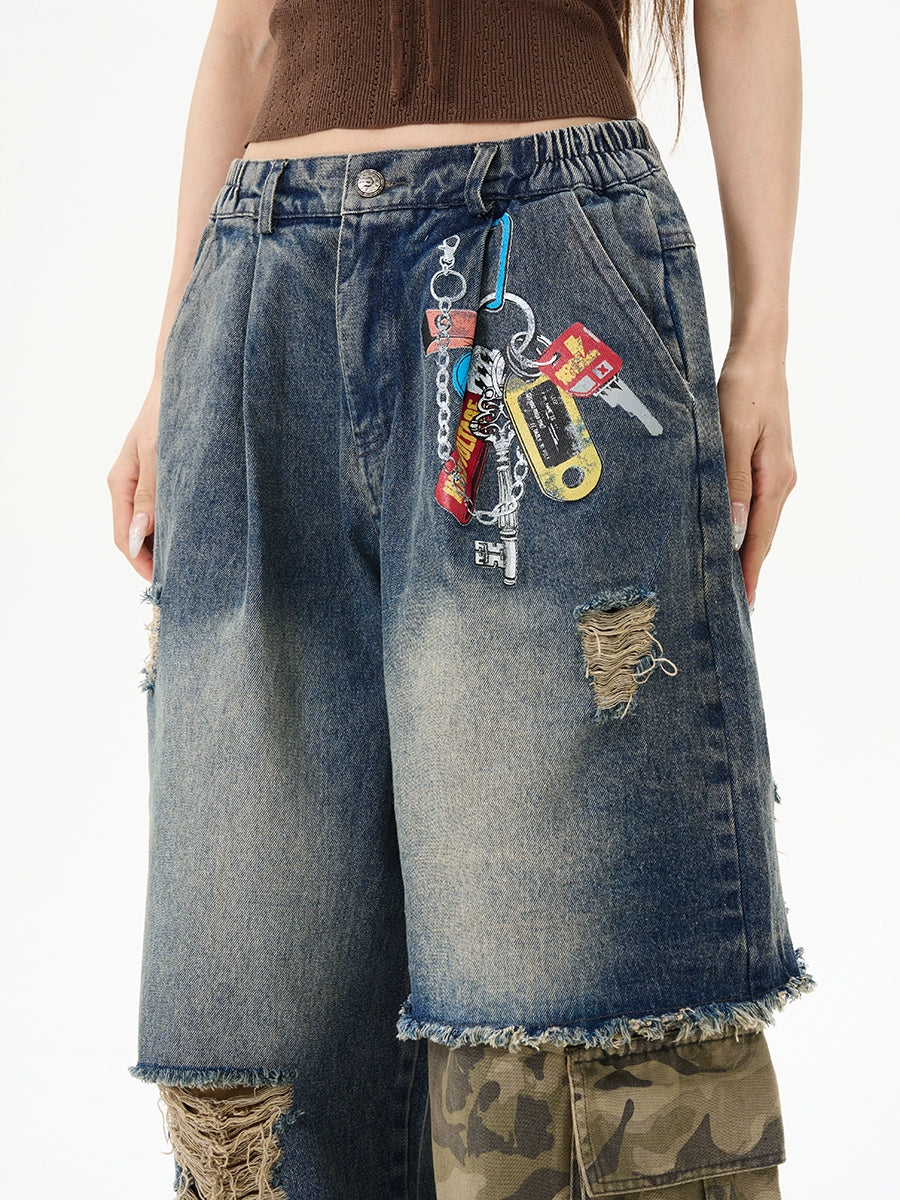 Patchwork Camouflage Wide Leg Pants