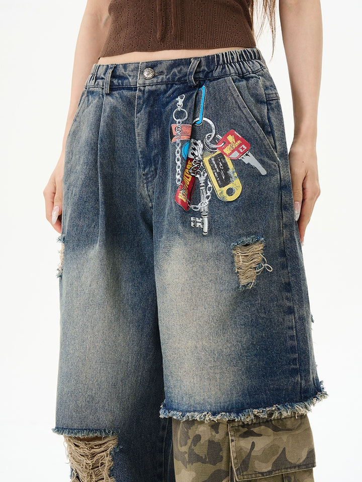 Patchwork Camouflage Wide Leg Pants