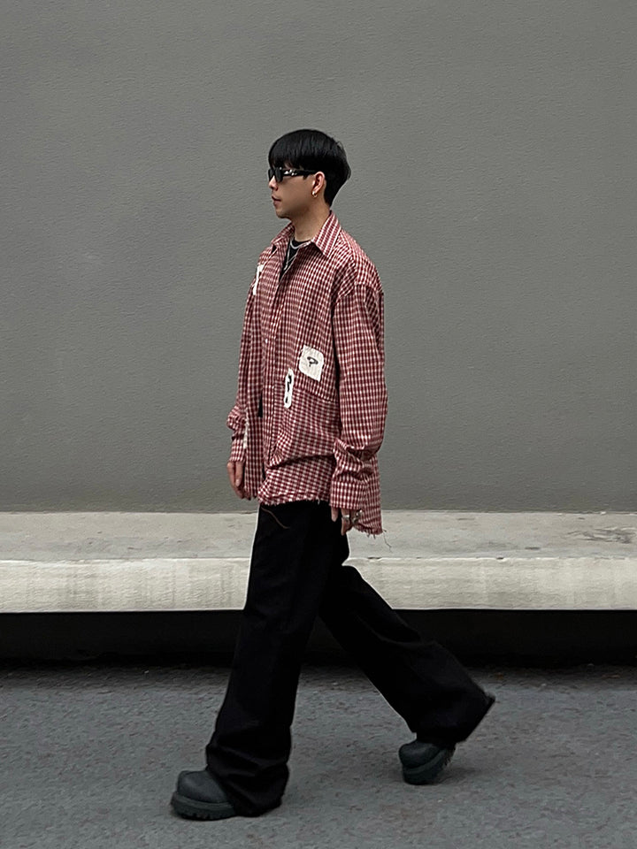Plaid Patch Casual Shirt Jacket