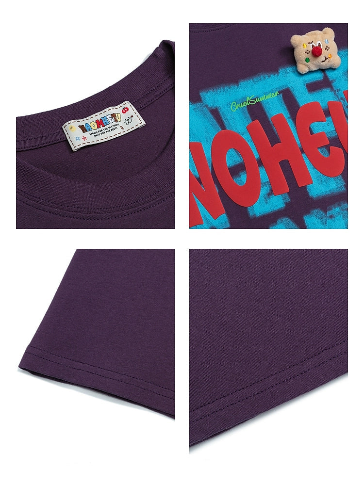 T-shirt girocollo largo con lettere graffiti 