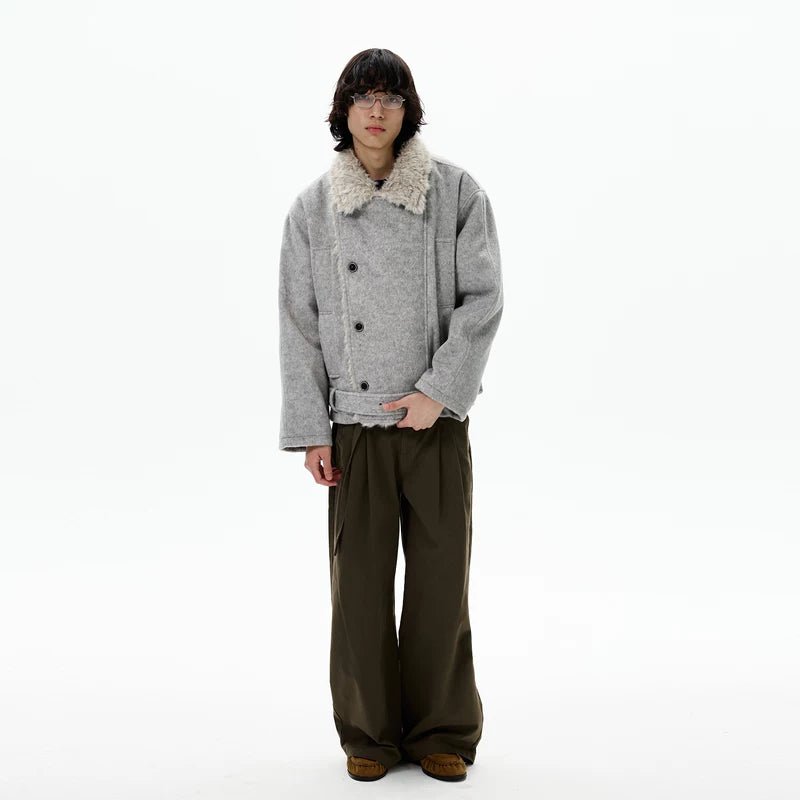 Wool Blend Insulated Loose Fit Jacket