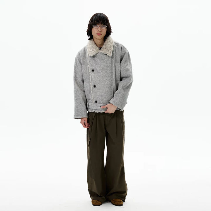 Wool Blend Insulated Loose Fit Jacket