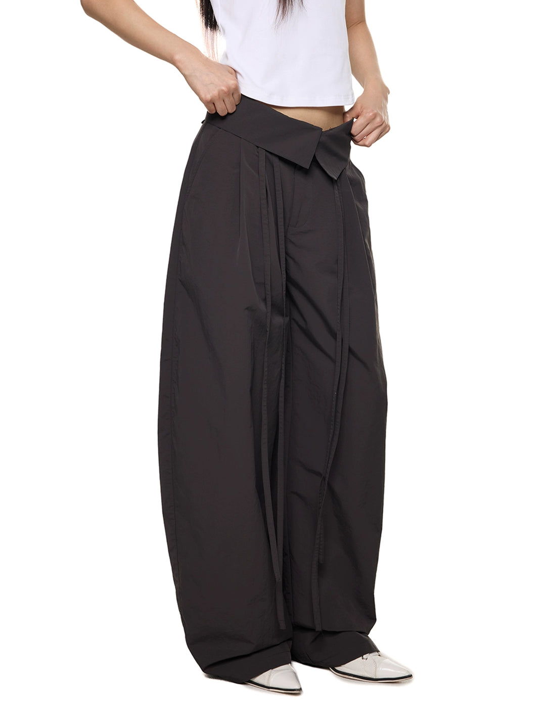 Breite Bein Splicing Gefaltete Freizeit Hose 