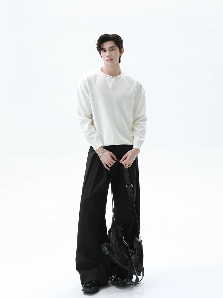 Knitted Henley Collar Sweater