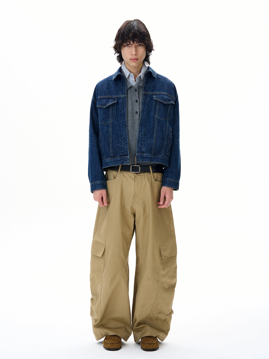 Retro kort denim glidelåsjakke 