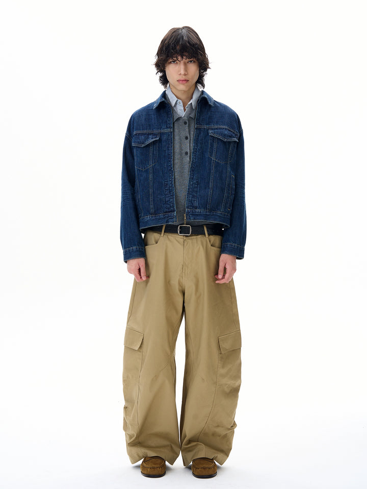 Retro kort denim glidelåsjakke 