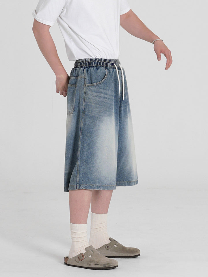Wide-Leg Denim Cropped Pants