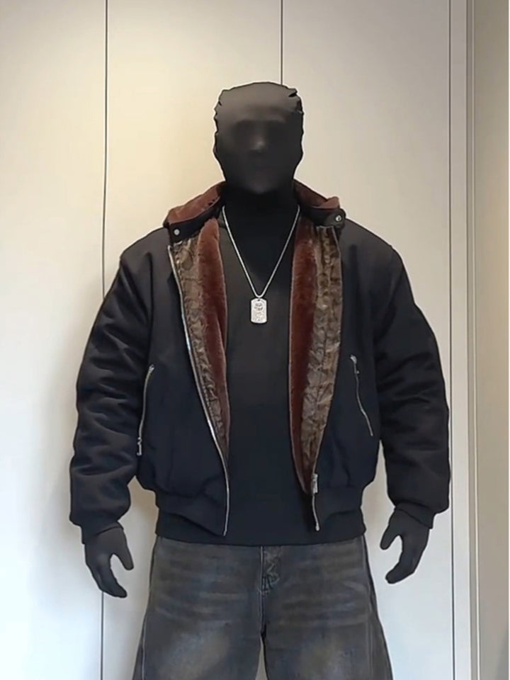 Hooded Plush Lined Canvas Jacket