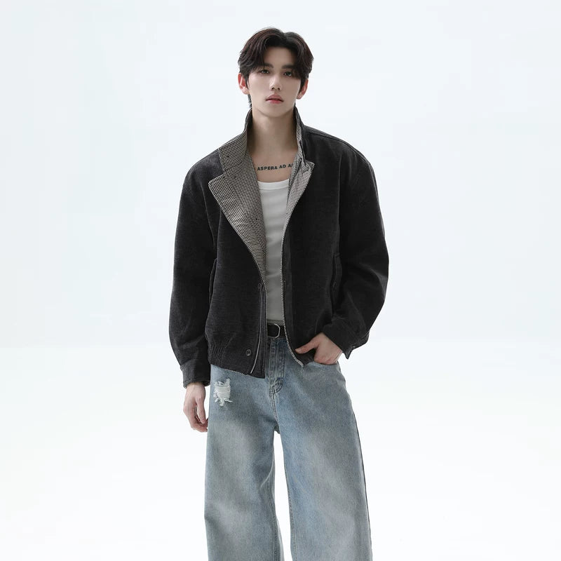 Faux Two-Piece Harrington Jacket