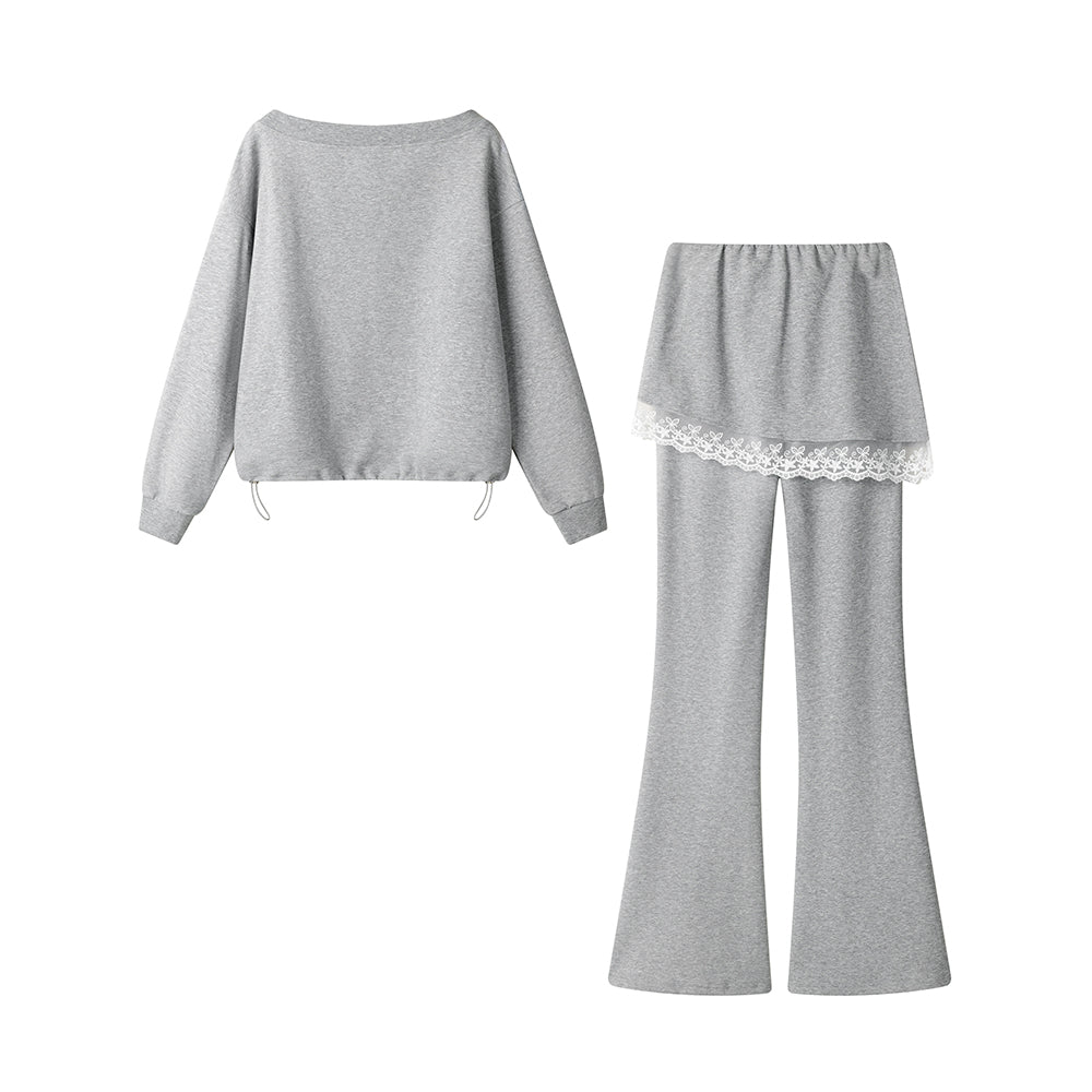 Crew Neck Sweatshirt Pants Set