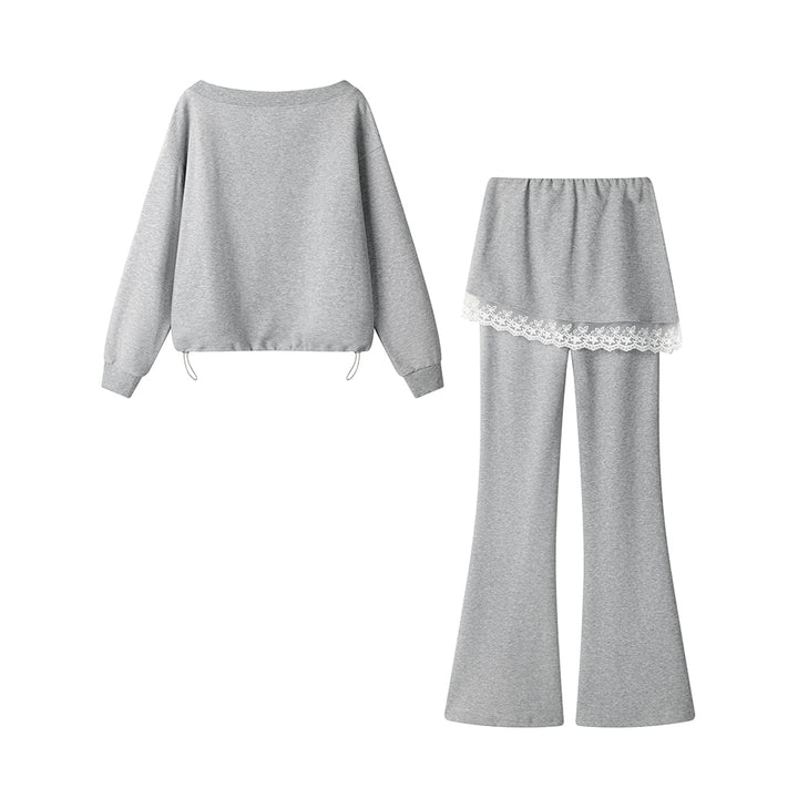 Crew Neck Sweatshirt Pants Set