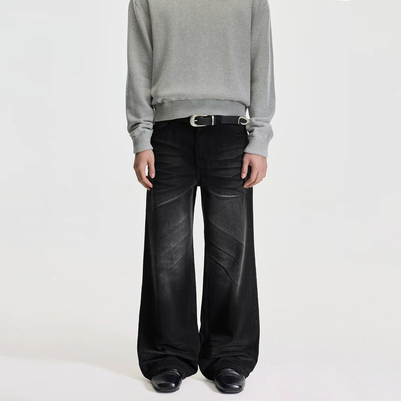 Sıkıntılı Kedi Bıyıklı Geniş Paça Jean Pantolonlar 