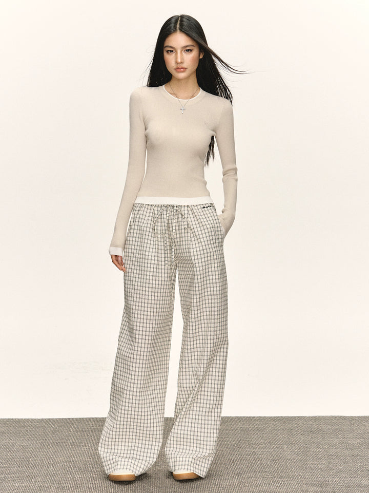 Retro Ribbed Knit Long Sleeve Sweater