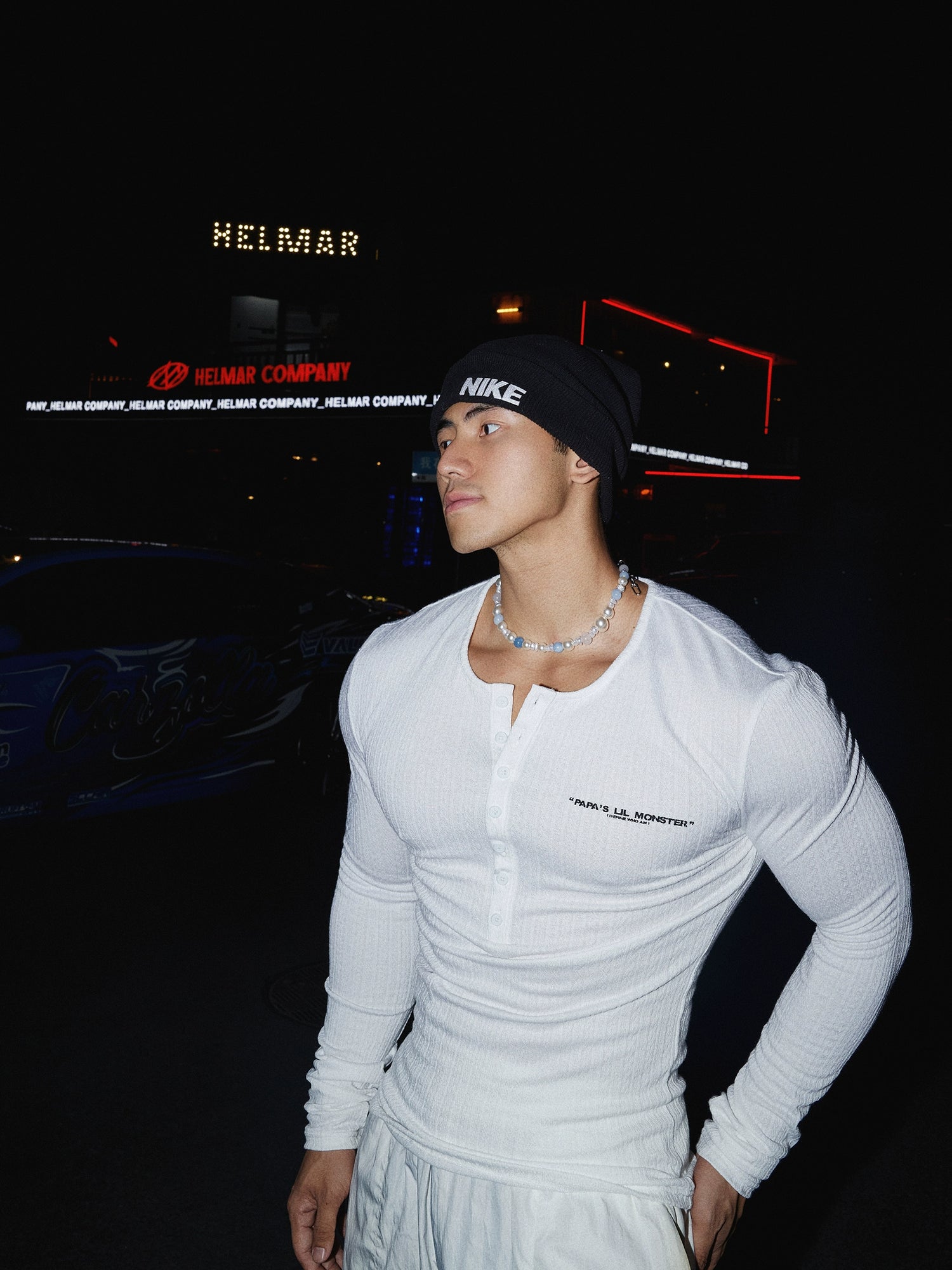 Gewebter Langarm-Henley-Pullover 