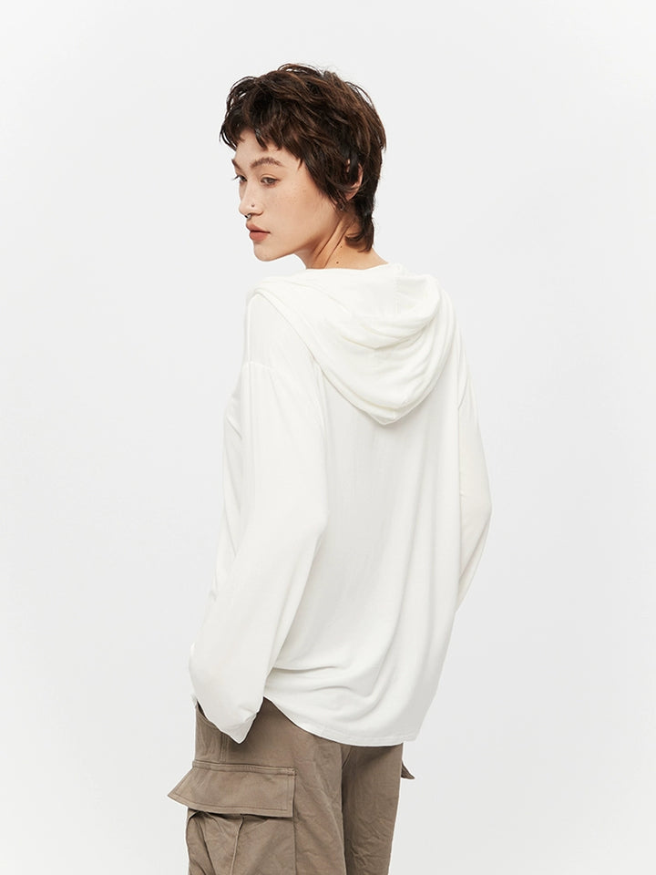 Long Sleeve Hooded Turtleneck Loose Top