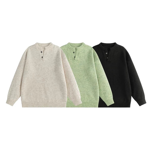 Henley Collar Knit Sweater