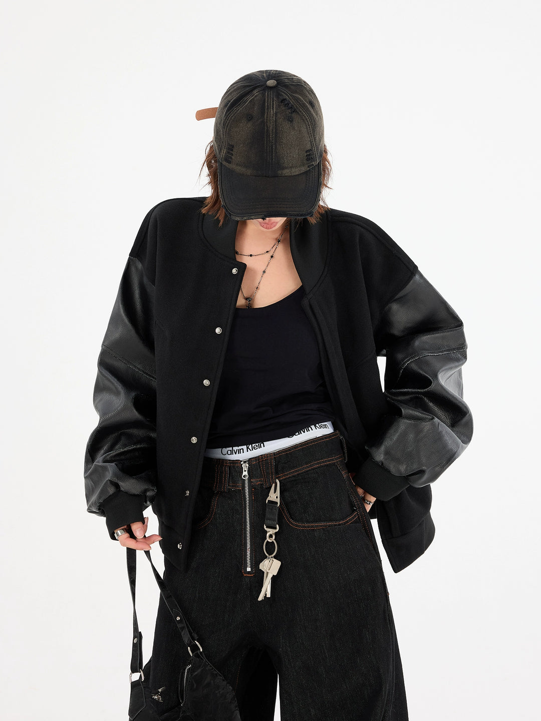 Chaqueta Bomber de Béisbol de Cuero PU Retro 