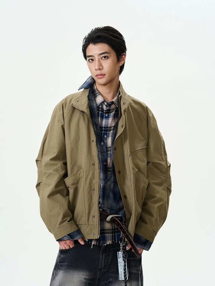 Velvet Workwear Stand Collar Jacket