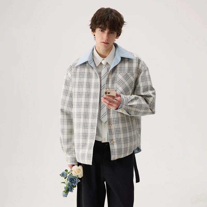 Reversible Plaid Down Shirt Jacket
