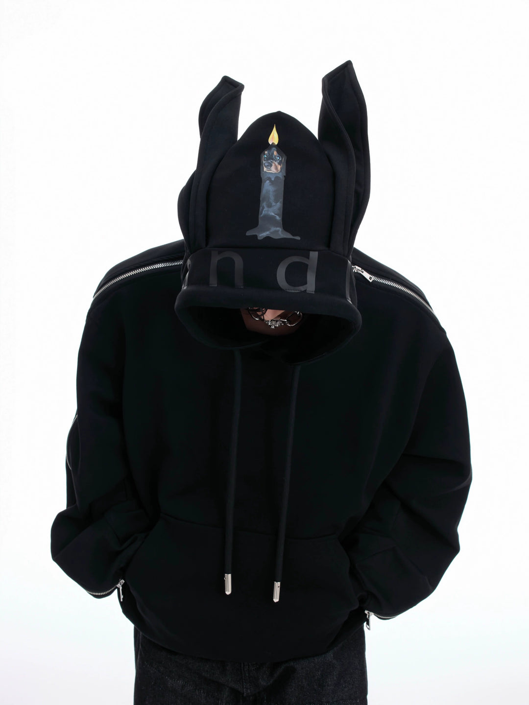 Moletom com Capuz com Design de Orelha de Cachorro 