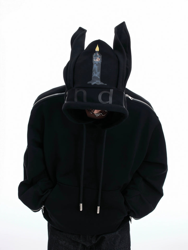 Moletom com Capuz com Design de Orelha de Cachorro 