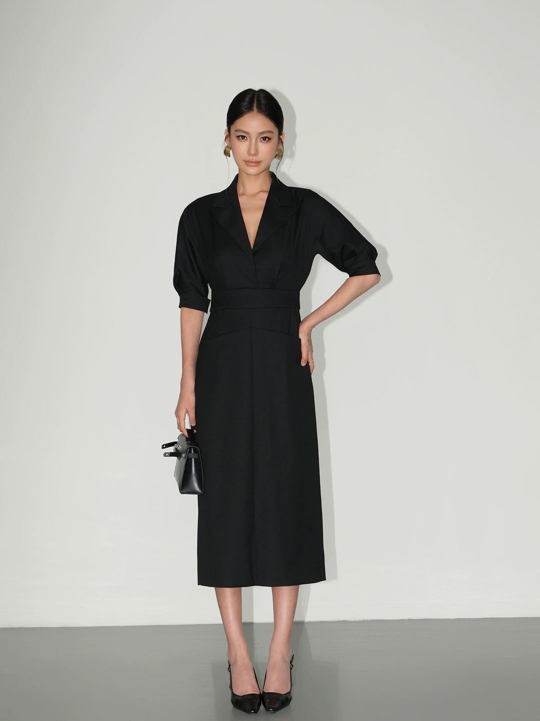 Mid-Length Suit Dress with Back Slit