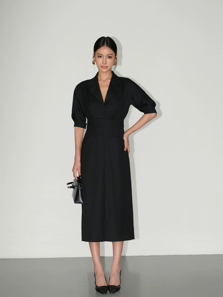 Mid-Length Suit Dress with Back Slit