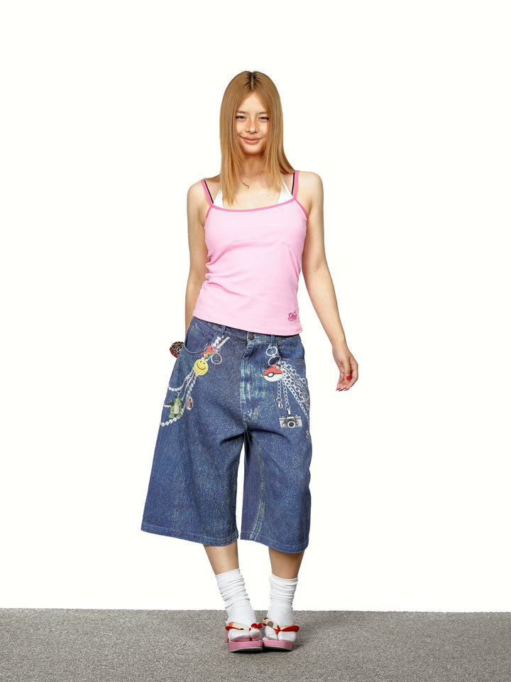 Contrast Stitch Two-Piece Halter Tank