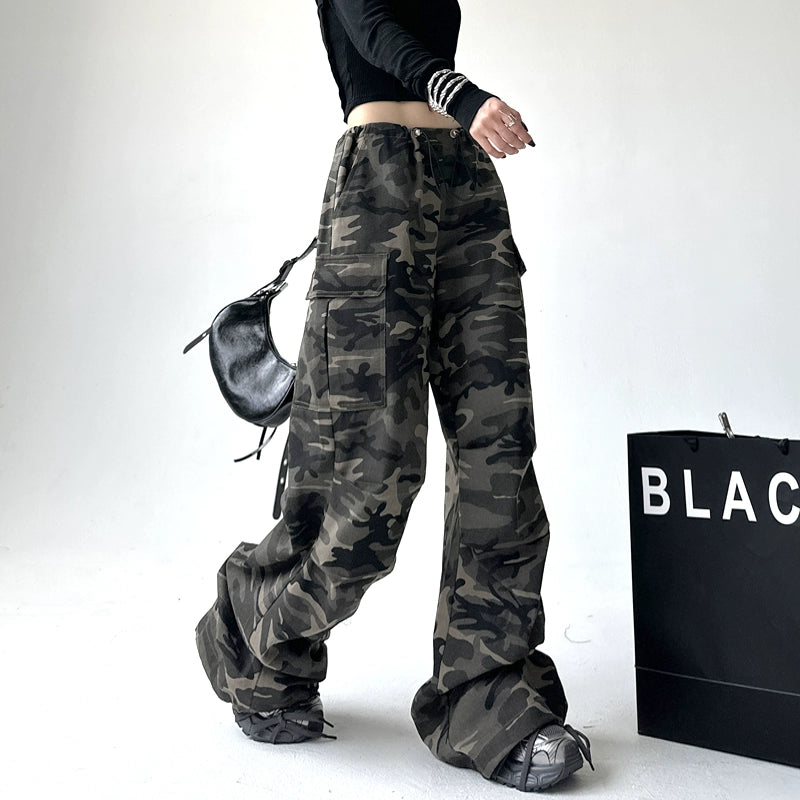 Camouflage Loose Fit Cargo Denim Pants