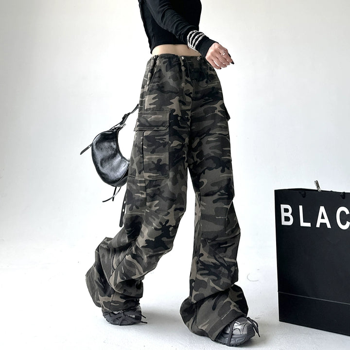 Camouflage Loose Fit Cargo Denim Pants