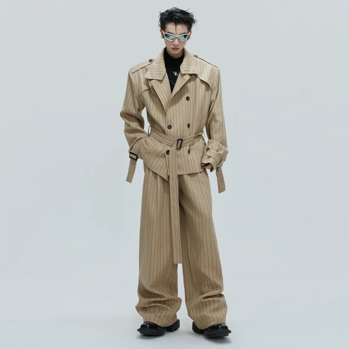 Striped Loose Trench Coat and Pants (sold separately)