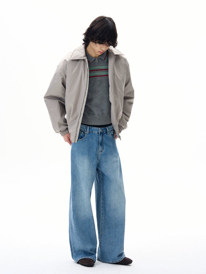 Pantalons en denim à jambes larges et décontractés 
