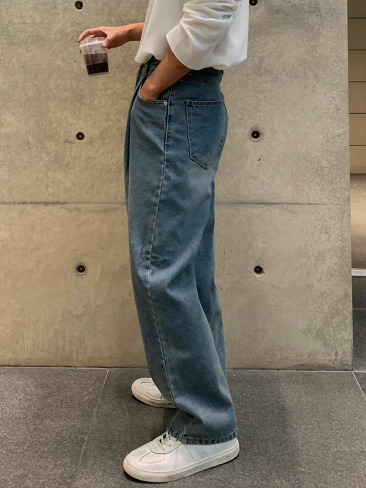 Rett Løs Bred Beina Denim Bukser 