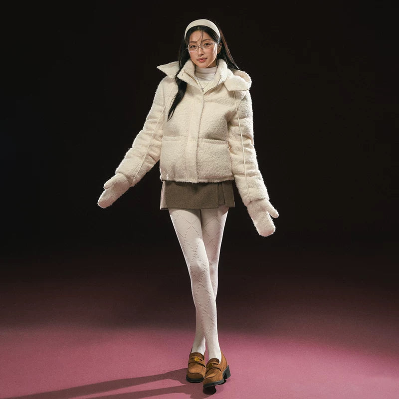 Retro bomullsforet hettejakke for vinteren 