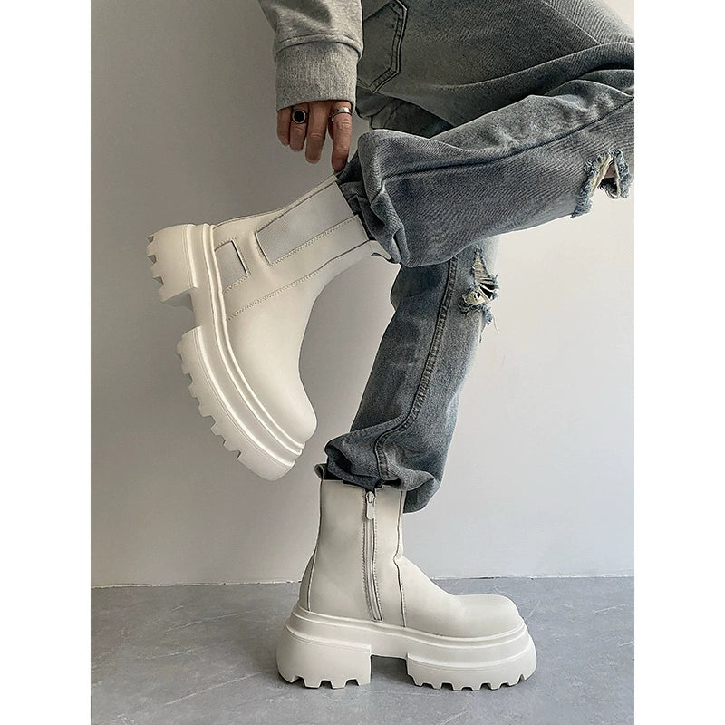 PU Leather Zipper Chelsea Boots