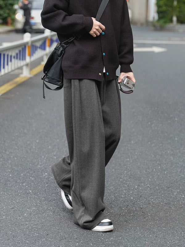 冬のワイドレッグカジュアルシェニールパンツ 