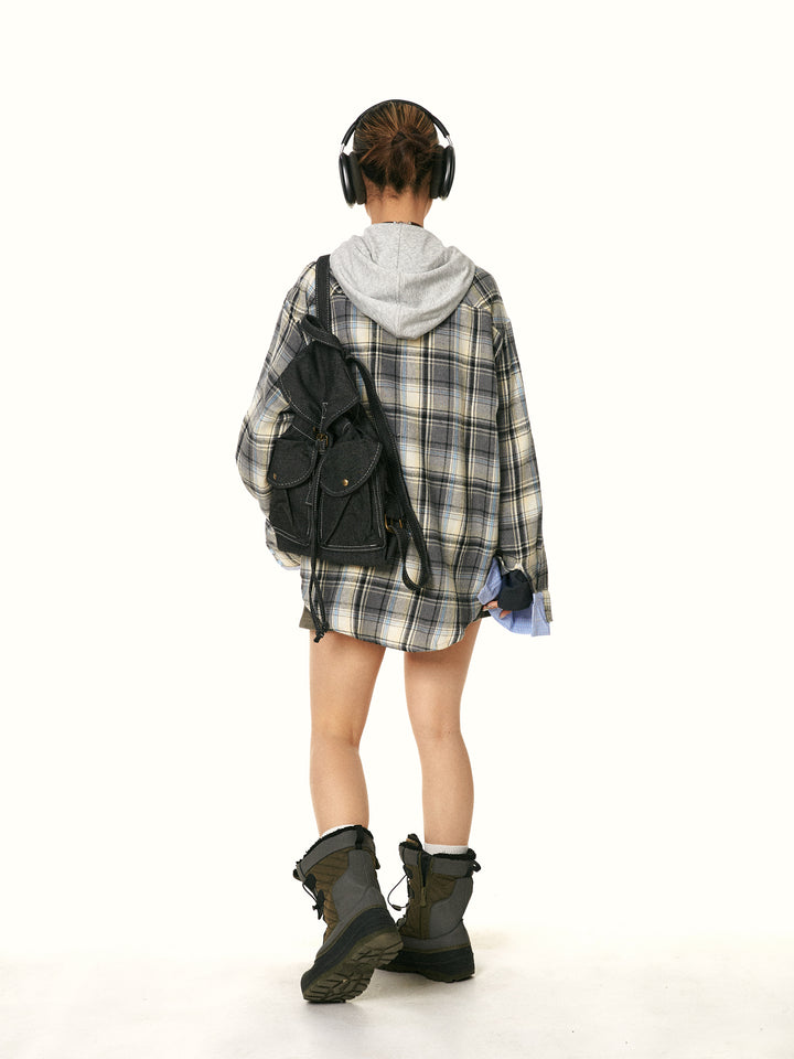Plaid Hooded Two-Piece Casual Shirt